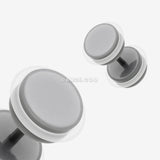 Detail View 1 of A Pair of Solid Acrylic O-Ring Faux Gauge Plug Earring-Gray