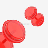 Detail View 1 of A Pair of Solid Acrylic O-Ring Faux Gauge Plug Earring-Red