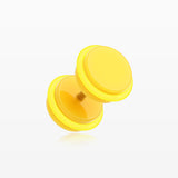 A Pair of Neon Acrylic O-Ring Faux Gauge Plug Earring-Yellow