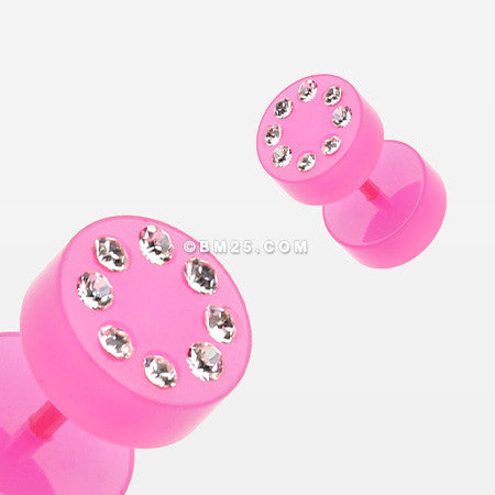 A Pair of Multi Gem Solid Acrylic Faux Gauge Plug Earring-Pink