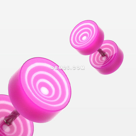 A Pair of Swirl Circles Solid Acrylic Faux Gauge Plug Earring-Purple