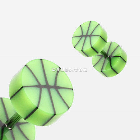 A Pair of Basketball UV Acrylic Faux Gauge Plug Earring-Green
