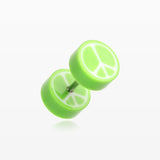 A Pair of Peace Retro UV Acrylic Faux Gauge Plug Earring-Green