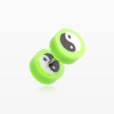 A Pair of Ying Yang Retro UV Acrylic Faux Gauge Plug Earring-Green