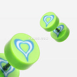 A Pair of Retro Heart UV Acrylic Faux Gauge Plug Earring-Green