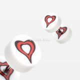 A Pair of Retro Heart UV Acrylic Faux Gauge Plug Earring-White/Red