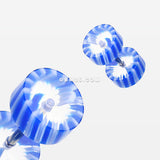 A Pair of Pinwheel Stripe UV Acrylic Faux Gauge Plug Earring-Blue/White