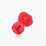 A Pair of Rose Blossom Acrylic Fake Plug Earring-Red