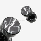 Detail View 1 of A Pair of Lightning Thunder Acrylic Fake Plug Earring-Black