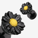 Detail View 1 of A Pair of Cutesy Daisy Flower Acrylic Fake Plug-Black