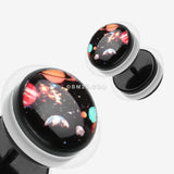 Detail View 1 of A Pair of Galaxy Universe Acrylic Faux Gauge Plug Earring-Black