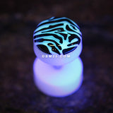 A Pair of Glow in the Dark Zebra Acrylic Fake Plug-Blue/Aqua