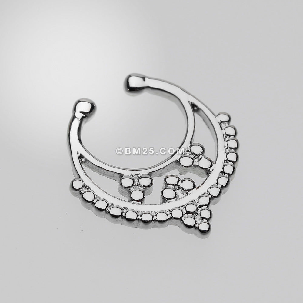 Detail View 2 of Classic Royal Filigree Fake Septum Clip-On Ring-Steel