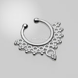 Detail View 2 of Grand Entice Filigree Fake Septum Clip-On Ring-Steel