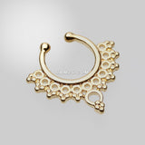 Detail View 2 of Golden Grand Entice Filigree Fake Septum Clip-On Ring-Gold