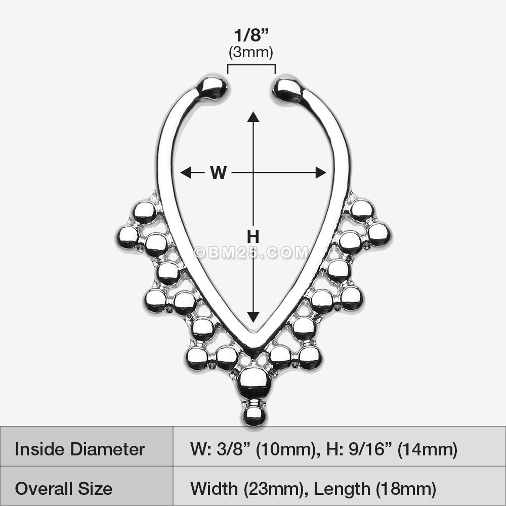 Detail View 1 of Regent Drape Filigree Fake Septum Clip-On Ring-Steel