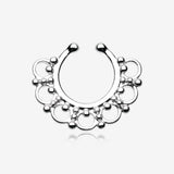 Majestic Ornate Filigree Fake Septum Clip-On Ring-Steel