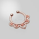 Detail View 2 of Rose Gold Imperial Filigree Fake Septum Clip-On Ring-Rose Gold