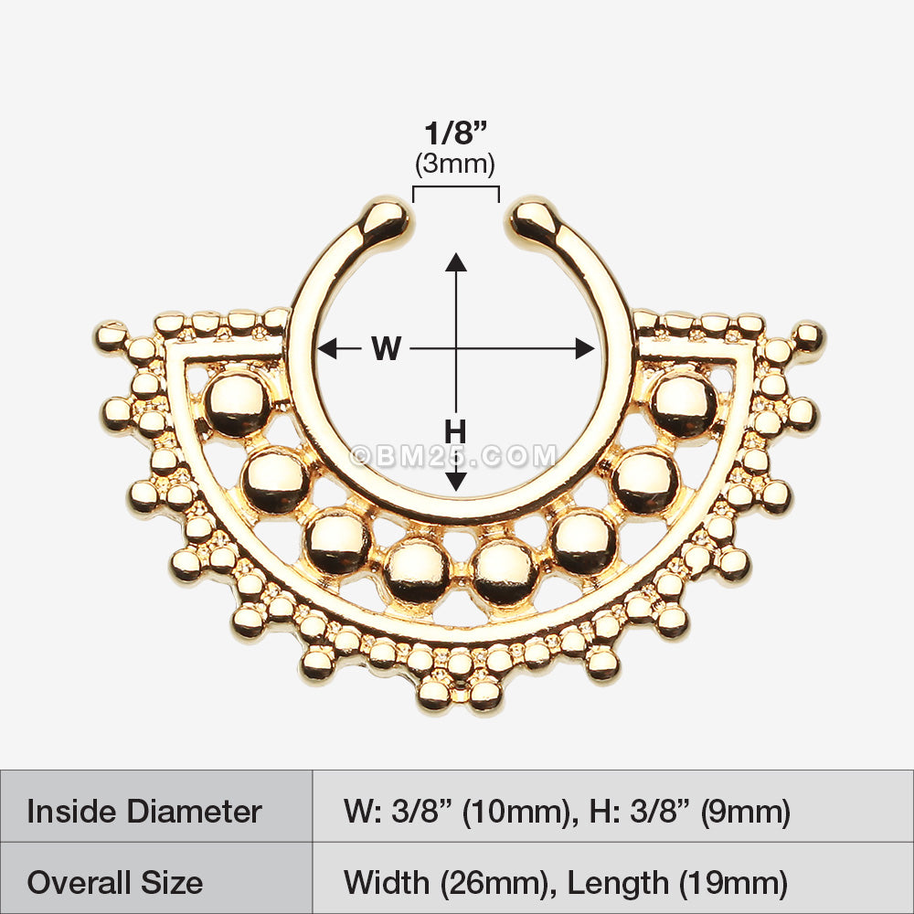 Detail View 1 of Golden Divine Filigree Fake Septum Clip-On Ring-Gold