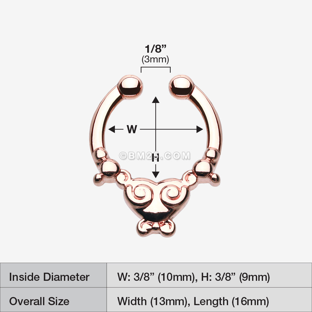 Detail View 1 of Rose Gold Tribal Saia Fake Septum Clip-On Ring-Rose Gold