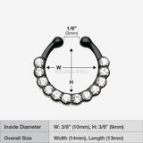Detail View 1 of Colorline Glistening Multi-Gem Fake Septum Clip-On Ring-Black/Clear