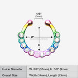 Detail View 1 of Colorline Opal Paradigm Fake Septum Clip-On Ring-Rainbow/Aurora Borealis