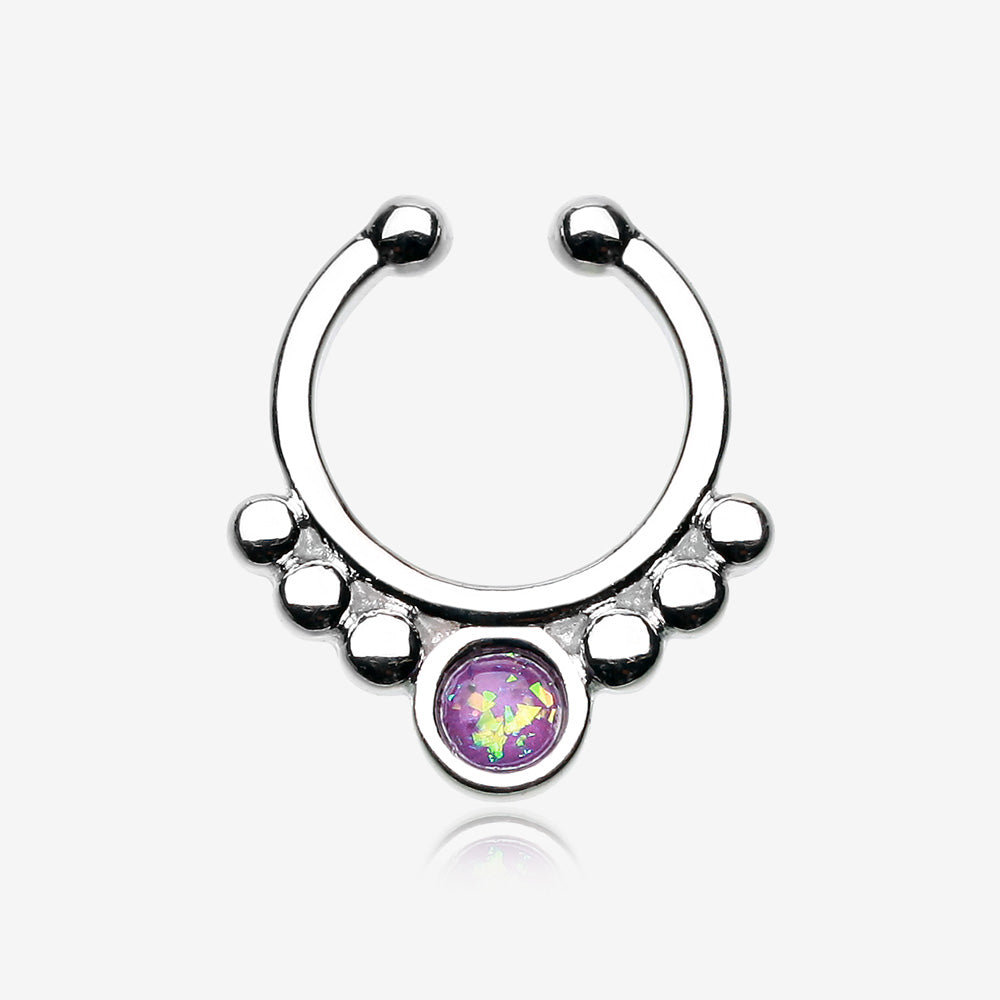 Classic Opal Grandiose Fake Septum Clip-On Ring-Purple