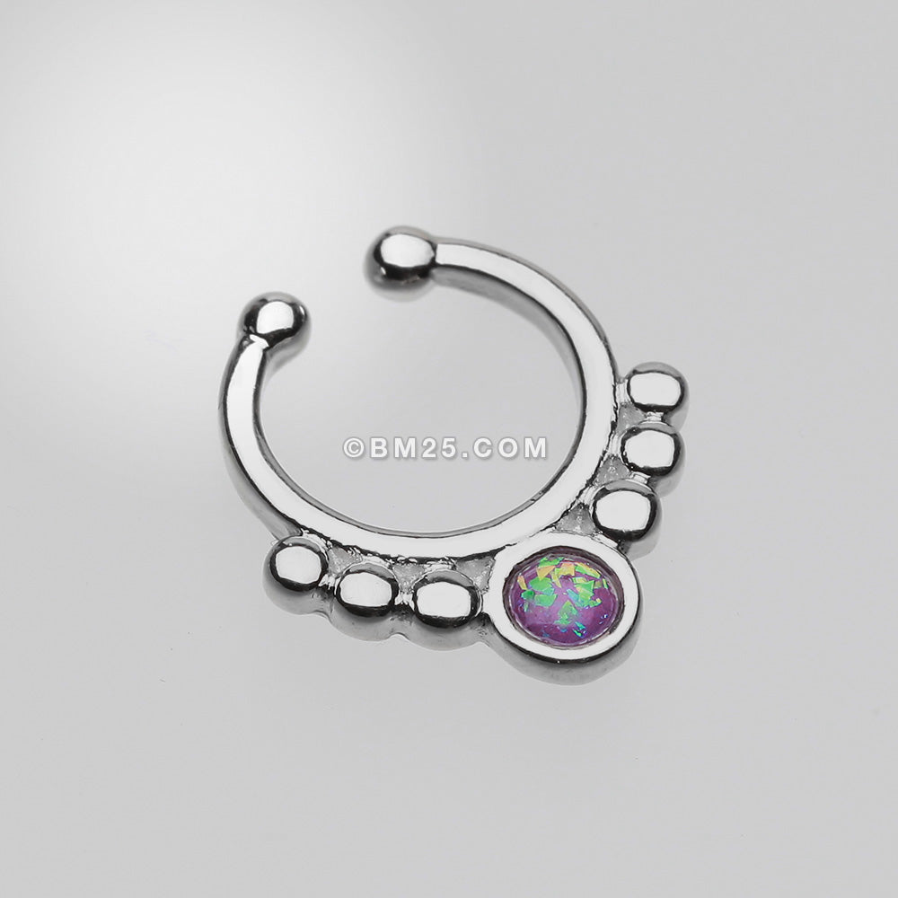 Detail View 2 of Classic Opal Grandiose Fake Septum Clip-On Ring-Purple