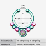 Detail View 1 of Colorline Opal Grandiose Fake Septum Clip-On Ring-Teal/Pink