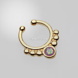 Detail View 2 of Golden Opal Grandiose Fake Septum Clip-On Ring-Purple