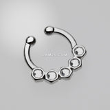 Detail View 2 of Hexa Gemina Sparkle Fake Septum Clip-On Ring-Clear Gem
