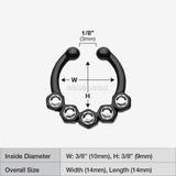Detail View 1 of Colorline Hexa Gemina Sparkle Fake Septum Clip-On Ring-Black/Clear