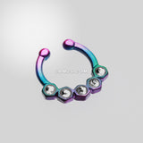Detail View 2 of Colorline Hexa Gemina Sparkle Fake Septum Clip-On Ring-Rainbow/Clear