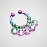 Colorline Aureole Gemina Sparkle Fake Septum Clip-On Ring-Rainbow/Clear
