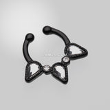 Detail View 2 of Colorline Sparkle Trident Fake Septum Clip-On Ring-Black/Clear