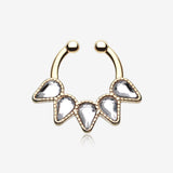 Golden Quinary Spear Fake Septum Clip-On Ring