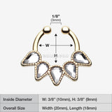 Detail View 1 of Golden Quinary Spear Fake Septum Clip-On Ring-Clear Gem