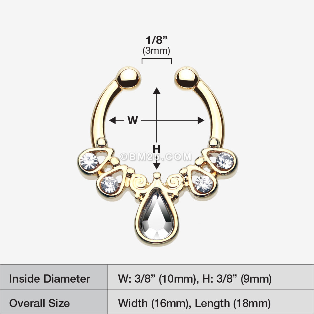 Detail View 1 of Golden Radiant Kao Fake Septum Clip-On Ring-Clear Gem