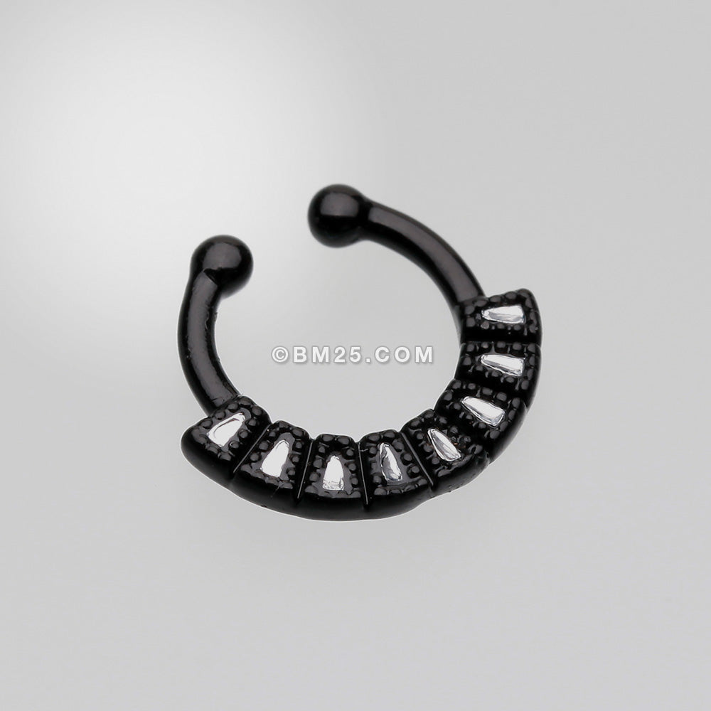 Detail View 2 of Colorline Sabre Arc Fake Septum Clip-On Ring-Black/Clear