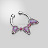 Detail View 2 of Opal Sparkle Trident Fake Septum Clip-On Ring-Purple