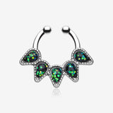 Opal Quinary Spear Fake Septum Clip-On Ring