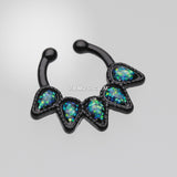 Detail View 2 of Colorline Opal Quinary Spear Fake Septum Clip-On Ring-Black