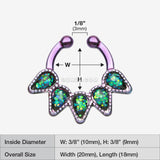 Detail View 1 of Colorline Opal Quinary Spear Fake Septum Clip-On Ring-Purple/Black