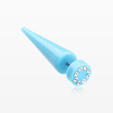 A Pair of Multi Gem Solid Acrylic Faux Taper Earring-Light Blue