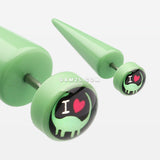 A Pair of I heart Dino Acrylic Faux Taper Earring-Green