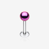 Colorline PVD Ball Top Steel Labret-Purple