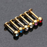 Gold Plated Gem Ball Steel Labret-Aqua