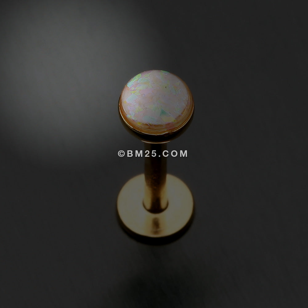 Detail View 1 of Golden Opal Glitter Shower Dome Steel Labret-White