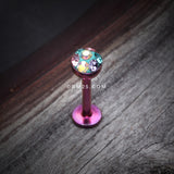 Detail View 1 of Colorline Sprinkle Dot Sparkles Multi Gem Steel Labret-Purple/Bubblegum