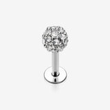 Pave Sparkle Full Dome Top Steel Labret-Clear Gem